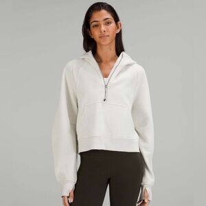 Lulu Scuba Oversized Half-Zip Hoodie in Heath. Bone with Silver Hard. Size M/L